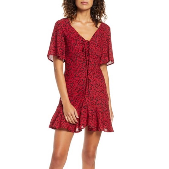 BB Dakota Dresses & Skirts - BB Dakota Wildcat Print Flutter Sleeve Minidress